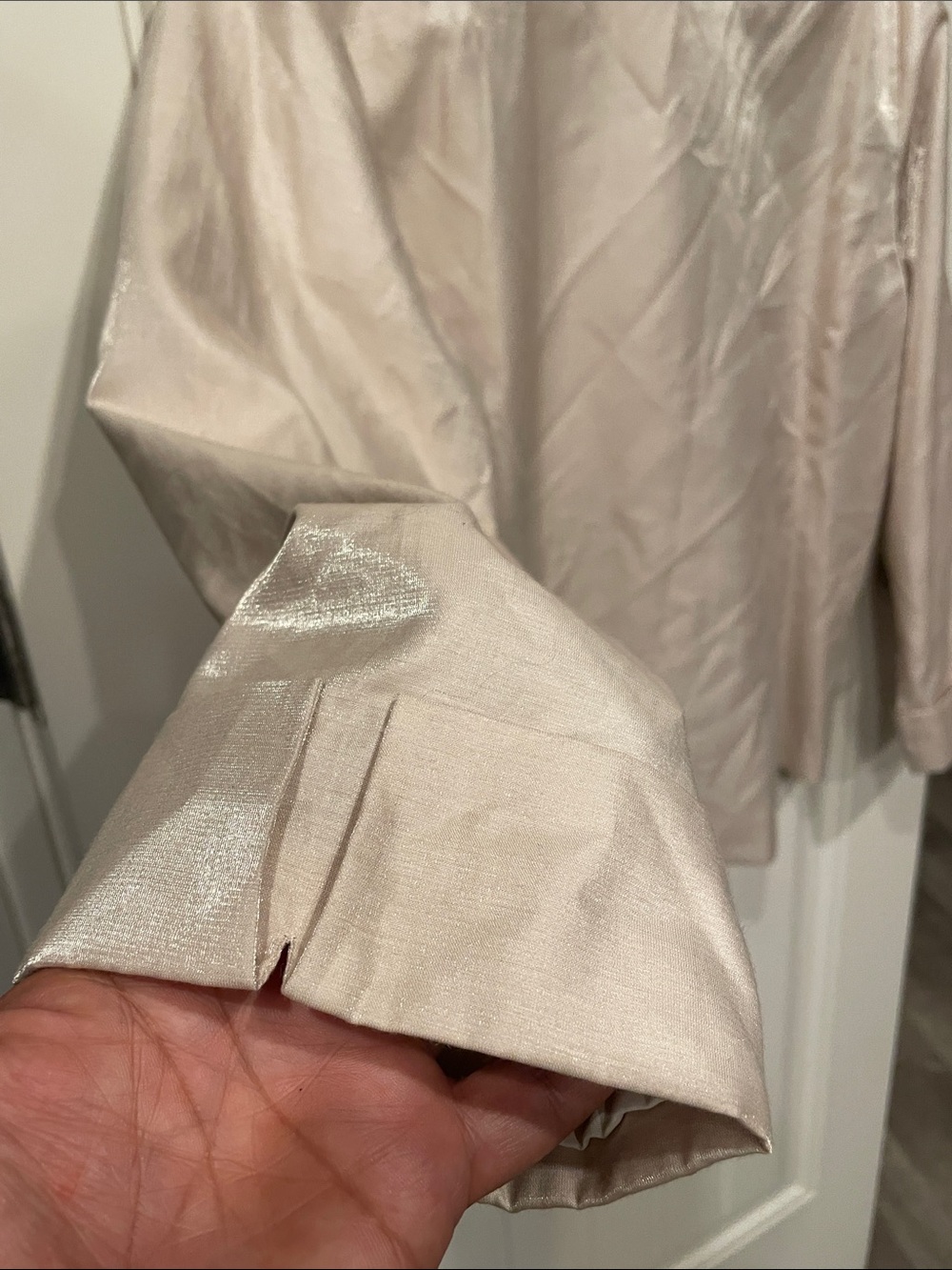 Chico's Satin Champagne Single-Button Blazer - Picture 6 of 7